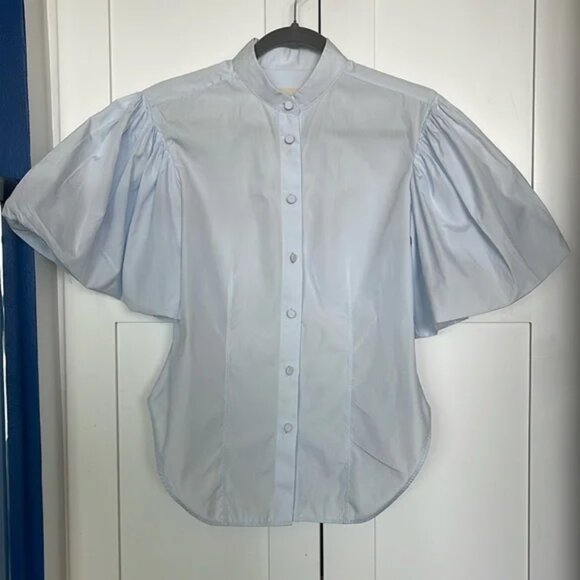 Khaite Doma Light Blue Puff Sleeve Top (M) - Picture 1 of 4